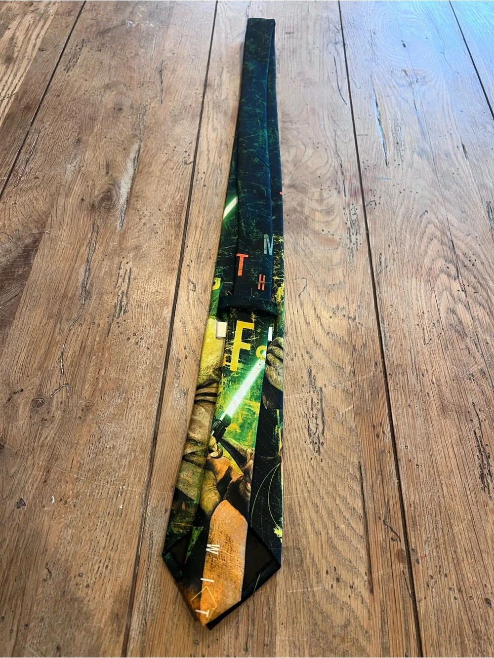 Star Wars Woven Polyester Pointed Tie Yoda Graphic Logo Accents Black